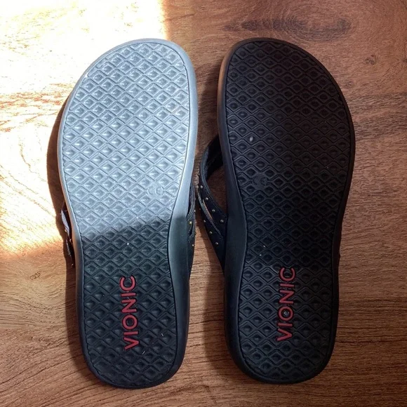 Vionic Tasha Flip Flops Sandals Black - Picture 5 of 6